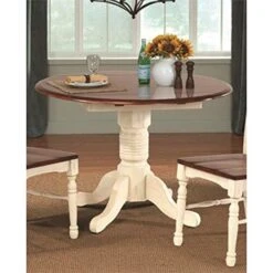 A-America British Isles 42" Round Double Drop-Leaf Dining Table - Merlot-Buttermilk -Safavieh Furniture 51GJWi8AMcL