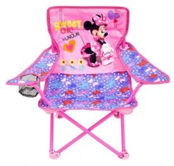 Jakks Pacific Minnie Camp Chair For Kids, Portable Camping Fold N Go Chair With Carry Bag, Minnie - Bows