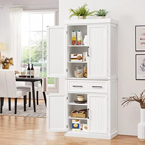 Yaheetech Kitchen Pantry Storage Cabinet With Doors And Adjustable Shelves, Freestanding Pantry Cabinets With Drawer, Modern Farmhouse Pantry Cupboard For Kitchen, Dinning Room, Living Room, White 1 Yaheetech Kitchen Pantry Storage Cabinet With Doors And Adjustable Shelves, Freestanding Pantry Cabinets With Drawer, Modern Farmhouse Pantry Cupboard For Kitchen, Dinning Room, Living Room, White