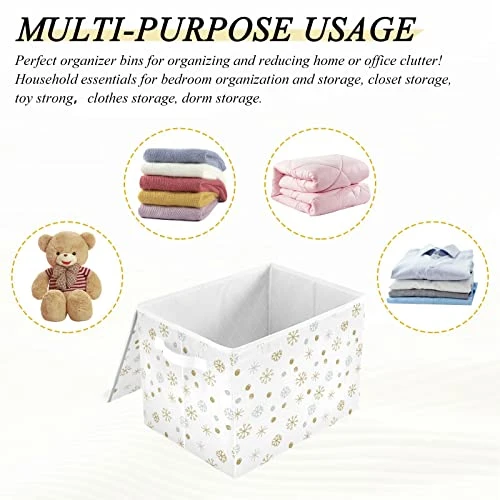 FULUHUAPIN Snowflake Pretty Pattern Toy Storage Box Chest With Lid, 16.5"x12.6"x11.8" Sturdy Toys Organizer Boxes Bin Baskets For Boy, Girl, Nursery, Closet, Bedroom, Playroom 21011152 4 FULUHUAPIN Snowflake Pretty Pattern Toy Storage Box Chest With Lid, 16.5"x12.6"x11.8" Sturdy Toys Organizer Boxes Bin Baskets For Boy, Girl, Nursery, Closet, Bedroom, Playroom 21011152 - Image 4