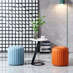 SXNBH Round Home Small Stool Foot Step Up Leather Luxury Stools Sofa Storage Furniture (Color : Beige) -Safavieh Furniture 51H0jeyfcXL