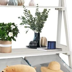 Babion White Ladder Shelf, 3 Tier Ladder Bookshelf With 2 Baskets，Wood Rustic Ladder Bookshelf, Freestanding Storage Organizer Rack, Indoor Plant Stand, Ladder Shelves For Home, 2PCS,White -Safavieh Furniture 51H11ZzrfQL