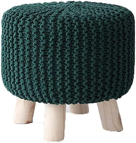 ALDEPO Shoe Cabinet Round Footstool Stool Small Footstool With Legs Upholstered Footstool With Removable Linen Cover - Handmade Wool Knitted Stool (Color : Red) 9 ALDEPO Shoe Cabinet Round Footstool Stool Small Footstool With Legs Upholstered Footstool With Removable Linen Cover - Handmade Wool Knitted Stool (Color : Red) - Image 9