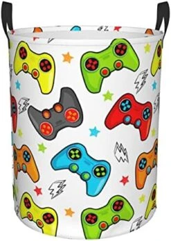 Gbuzozie 62l Round Laundry Hamper Game Joystick Storage Basket Waterproof Coating Organizer Bin For Nursery Clothes Toys -Safavieh Furniture 51H7pxjlJiL. AC