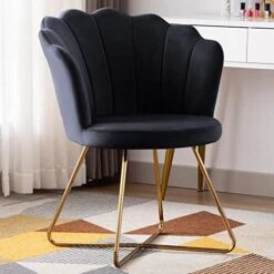 Duhome Velvet Accent Chair Living Room Chair，Corner Chair Reception Chair For Bedroom Living Room, Shell Shaped Living Room Chair With Golden Metal Legs, DarkBlue -Safavieh Furniture 51H81MSDo9L. AC