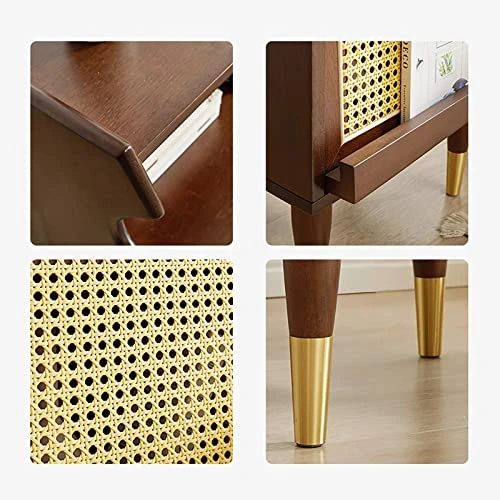 GPAIHOMRY Solid Wood Bedside Cabinet Modern Storage Nightstand With Upturning Cabinet Door Structure, For Living Room, Sofa Side, Bedroom Furniture (Color : Rattan Door Bedside Table) 4 GPAIHOMRY Solid Wood Bedside Cabinet Modern Storage Nightstand With Upturning Cabinet Door Structure, For Living Room, Sofa Side, Bedroom Furniture (Color : Rattan Door Bedside Table) - Image 4