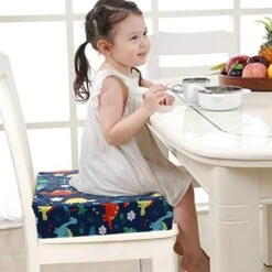 NUOBESTY Kids Dining Chair Cushion Blue Chair Heightening Cushion Dinosaur Chair Increasing Cushion Portable Highchair Booster For Baby Toddler Kids Infant Portable High Chair Booster