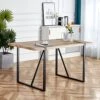 FURNITO Rectangular Wood Dining Table For 4-6 Person,Rustic Industrial Kitchen Table With 1.5" Thick Engineered Wood Tabletop And Black Metal Legs, Writing Desk For Dining Living Room