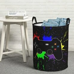 Gbuzozie 62l Round Laundry Hamper Game Joystick Storage Basket Waterproof Coating Organizer Bin For Nursery Clothes Toys -Safavieh Furniture 51HLZ5HcMDL