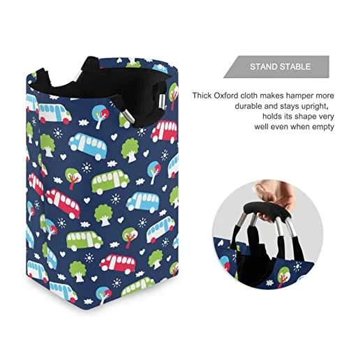 Laundry Hamper Basket Bus Pattern Collapsible Nursery Storage Bin Waterproof Clothing Baskets For Home Bedroom Bathroom Washing Room 2 Laundry Hamper Basket Bus Pattern Collapsible Nursery Storage Bin Waterproof Clothing Baskets For Home Bedroom Bathroom Washing Room - Image 2