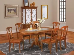 EAST WEST FURNITURE 7 Pc Dining Room Set-Oval Dining Table With Leaf And 6 Chairs 15 EAST WEST FURNITURE 7 Pc Dining Room Set-Oval Dining Table With Leaf And 6 Chairs -Safavieh Furniture 51HOQpGj5NL. AC 1
