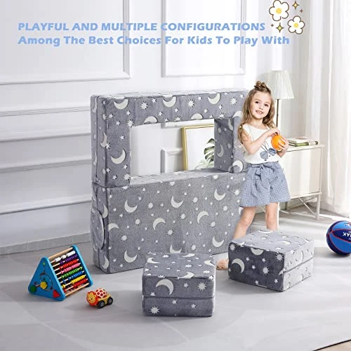 Kids Couch, Glow In The Dark Modular Kids Explore Sofa For Toddler 3 In 1 Fold Out Kids Toddler Sofa, Convertible Plush Toddler Couch With Washable And Durable Covers 3 Kids Couch, Glow In The Dark Modular Kids Explore Sofa For Toddler 3 In 1 Fold Out Kids Toddler Sofa, Convertible Plush Toddler Couch With Washable And Durable Covers - Image 3
