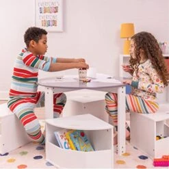 Milliard Kids Table And Chair Set- Activity Play Table For Toddlers-Round Nesting Design With 4 Storage Stools