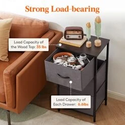 Lifewit Small Dresser For Bedroom, 3 Drawer Nightstand With Removable Fabric Bins, Storage Chest Of Drawers For Closet Bedside Nursery Laundry Living Room, Sturdy Steel Frame&Wood Tope, Dark Grey -Safavieh Furniture 51Hq1T6SA1L