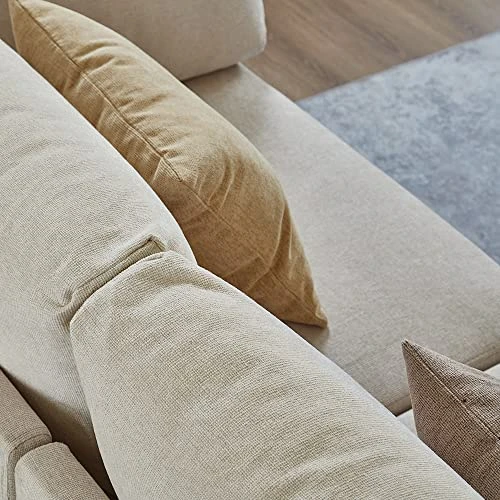 Familymill 108'' Linen L-Shaped Sectional Sofa With Removable Ottoman And 3 Pillows 6 Familymill 108'' Linen L-Shaped Sectional Sofa With Removable Ottoman And 3 Pillows - Image 6