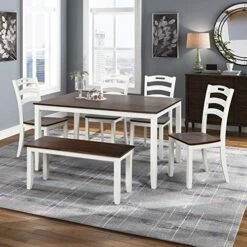 RUNWON Farmhouse 5-Piece Round Table Set With Trestle Legs And 4 Upholstered Dining Chairs-Rustic Furniture, Gray -Safavieh Furniture 51I2RMxiWHL. AC 1