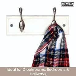 Keypak 2-Hook Wall-Mounted Coat Rack, White, Satin Nickel -Safavieh Furniture 51IAGLoFKXL