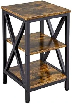 Yaheetech Industrial End Tables Set Of 2, 3-Tier Side Tables With Storage Shelves For Living Room, X Design Sofa Tables, Strong Metal Frame, Easy Assembly, 16x16x24.5 In, Gray -Safavieh Furniture 51IGnOI4x L. AC