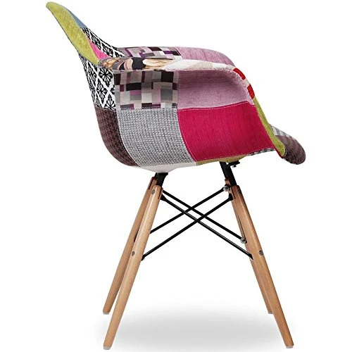 2xhome Modern Dining Side Chairs From Molded Plastic Armchair Shell With Natural Wooden Legs, Multicolor Ann, Set Of 2 2 2xhome Modern Dining Side Chairs From Molded Plastic Armchair Shell With Natural Wooden Legs, Multicolor Ann, Set Of 2 - Image 2