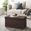 SONGMICS 30 Inches Folding Storage Ottoman Bench, Storage Chest Footstool, Brown ULSF45BR & 43 Inches Folding Storage Ottoman Bench, Storage Chest, Footrest, Holds Up To 660 Lb, Brown ULSF703