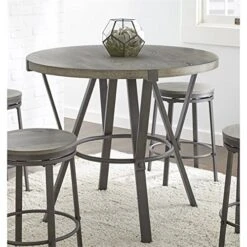 Steve Silver Portland Round Counter Height Dining Table In Gray