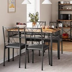 Amyove Dining Table Set For 4, Kitchen Table With 2 Benches, 3 Piece Dining Room Table Set With Upholstered Benches, Space-Saving Kitchen Table Set For Small Space, Apartment, Studio, Rustic Brown -Safavieh Furniture 51IcDRQiCL. AC