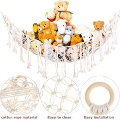 Kekafu Stuffed Animal Toy Hammock Macrame Hanging Net Macrame Toy Hammock Organizer BOH -Safavieh Furniture 51Il4XvoIZL