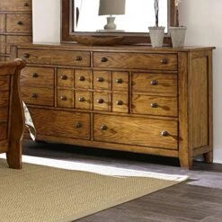 Liberty Furniture Grandpas Cabin Bedroom 7 Drawers, Aged Oak Finish