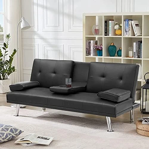 Anwick Modern Leather Futon Sofa Bed,Convertible Folding Couch Recliner Sleeper Loveseat For Small Space,Apartment,Office,Dorm,with Cup Holders And Removable Armrest (White) 7 Anwick Modern Leather Futon Sofa Bed,Convertible Folding Couch Recliner Sleeper Loveseat For Small Space,Apartment,Office,Dorm,with Cup Holders And Removable Armrest (White) - Image 7