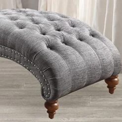 Rosevera Sereno Polyester Upholstered Button Tufting With Toss Pillow Chaise Lounge Chair For Indoor Bedroom, Linen Gray 14 Rosevera Sereno Polyester Upholstered Button Tufting With Toss Pillow Chaise Lounge Chair For Indoor Bedroom, Linen Gray -Safavieh Furniture 51IpQFq7cJL
