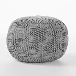 GDFStudio Valentine Hand Knit Fabric Pouf (Ivory) -Safavieh Furniture 51IsnPEW7AL. AC