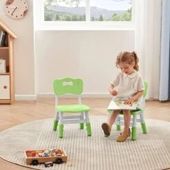 DOREROOM 3 Level Height Adjustable Kids Chair, Durable Chair For Kids Indoor Or Outdoor Use For Ages 2-6, Toddler Table Chair For Boys And Girls For Daycare, Classroom, Home, Mint Green -Safavieh Furniture 51IuvPGC43L. AC