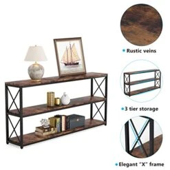 Tribesigns 70.86 Inch Rustic Console Sofa Table With Open Shelf, Industrial TV Stand 3 Shelf Horizontal Hallway Entryway Table With Storage For Living Room (70.86, Brown) -Safavieh Furniture 51JE0wx5lYL