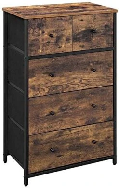 SONGMICS Dresser For Bedroom, Chest Of Drawers, 6 Drawer Dresser, Closet Fabric Dresser With Metal Frame, Wooden Top And Front, Brown And Black ULGS23H -Safavieh Furniture 51JOFlxSJL. AC