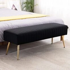 Furnimart Velvet Ottoman Bench Upholstered Tufted Bench With Padded Seat, Footrest Foot Stool With Sturdy Metal Leg, For Bedroom Living Room Entryway -Safavieh Furniture 51JWN2nynCL. AC