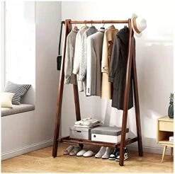 KARMIO Free Standing Coat Stand Hanging Rail With Shelf Wooden Foldable Hall Tree For Entryway And Hallway Easy Assembly (Color : Brown, Size : 60 * 46 * 150cm) -Safavieh Furniture 51Jd4w6MIrL. AC