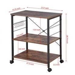 Simperfor Kitchen Baker's Rack - Microwave Oven Stand Storage - Coffee Station /Kitchen Shelf With Wire Basket Utility Storage Shelf For Spices, Pots, And Pans / 3-Tier