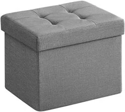 SONGMICS Ottoman Storage Bench, 21 Gal. Folding Chest With Breathable Linen-Look Fabric, Holds 660 Lb, For Entryway, Living Room, Bedroom, Light Gray ULSF001G02 -Safavieh Furniture 51JvLBgsiYL. AC