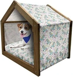 Ambesonne Colorful Wooden Dog House, Summer Nature Pattern With Doodle Of Bugs Beetles Dots Flowers And Sun, Indoor & Outdoor Portable Dog Kennel With Pillow And Cover, X-Large, Multicolor -Safavieh Furniture 51K2XwNaUaL. AC