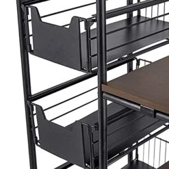 Gdrasuya10 5 Tier Kitchen Baker’s Rack,Free Standing Kitchen Utility Storage Shelf Rack Organizer,Microwave Oven Stand With Casters,100 Pounds Load Capacity -Safavieh Furniture 51K9BpnRjIS
