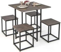 Giantex 5 Piece Dining Table Set, Industrial Kitchen Table Set W/ 4 Stools, Square Space-Saving Bar Table Set For Small Spaces, Apartment, Counter Height Table Sets W/Metal Frame (Natural & Black) 11 Giantex 5 Piece Dining Table Set, Industrial Kitchen Table Set W/ 4 Stools, Square Space-Saving Bar Table Set For Small Spaces, Apartment, Counter Height Table Sets W/Metal Frame (Natural & Black) -Safavieh Furniture 51KC7YyJLpL. AC