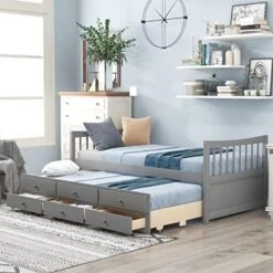 Twin Bed Frame With A Nightstand Wood Platform Bed With Headboard For Boys, Girls, Kids, Teens, No Box Spring Needed, White -Safavieh Furniture 51KCkjBO1hL. AC