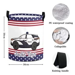 Police Symbol Personalized Freestanding Laundry Hamper, Custom Waterproof Collapsible Drawstring Basket Storage Bins With Handle For Clothes -Safavieh Furniture 51KTcnQoZgL