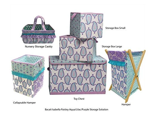 Bacati - Paisley Kids Storage (Collapsible Hamper 14 X 14 X 19 Inches, Lilac/Purple/Aqua) 5 Bacati - Paisley Kids Storage (Collapsible Hamper 14 X 14 X 19 Inches, Lilac/Purple/Aqua) - Image 5