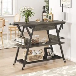 Bestier Coffee Bar Station, Kitchen Island Cart With Storage, Coffee Cart With Drawer, Paper Towel Holder And Lockable Wheels, Bar Table For Dinning Room Living Room, Gray 11 Bestier Coffee Bar Station, Kitchen Island Cart With Storage, Coffee Cart With Drawer, Paper Towel Holder And Lockable Wheels, Bar Table For Dinning Room Living Room, Gray -Safavieh Furniture 51KXv1vJWXL