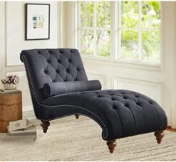 Rosevera Sereno Polyester Upholstered Button Tufting With Toss Pillow Chaise Lounge Chair For Indoor Bedroom, Linen Gray 16 Rosevera Sereno Polyester Upholstered Button Tufting With Toss Pillow Chaise Lounge Chair For Indoor Bedroom, Linen Gray -Safavieh Furniture 51KYYuyBRaL. AC