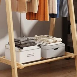 KARMIO Free Standing Coat Stand Hanging Rail With Shelf Wooden Foldable Hall Tree For Entryway And Hallway Easy Assembly (Color : Brown, Size : 60 * 46 * 150cm) -Safavieh Furniture 51KiHrvas6L