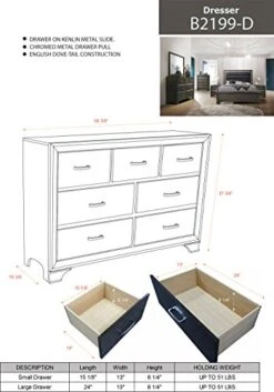 – 6-Piece Gray Wood With Faux Leather Headboard Queen Bedroom Set. Bed, Dresser, Mirror, Chest, 2 Night Stands -Safavieh Furniture 51Kr9xYtSjL