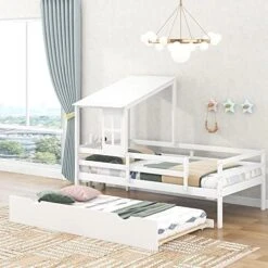 DEINPPA Twin Size House Bed With Drawer, House Platform Bed With Roof And Window, Cute Montessori Bed For Toddlers Kids Boys Girls -Safavieh Furniture 51Kw Q3W79L. AC 1