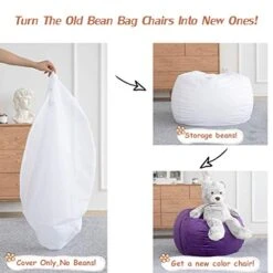 Stuffed Animal Storage Bean Bag Chair, Soft Velvet BeanBag Cover Only With Inner Liner For Organizing Plush Toys, Beans - Update The Old Beanbag Into A New Bean Bag Seat For Kids - 38" Extra Large -Safavieh Furniture 51L0hwyfSqL